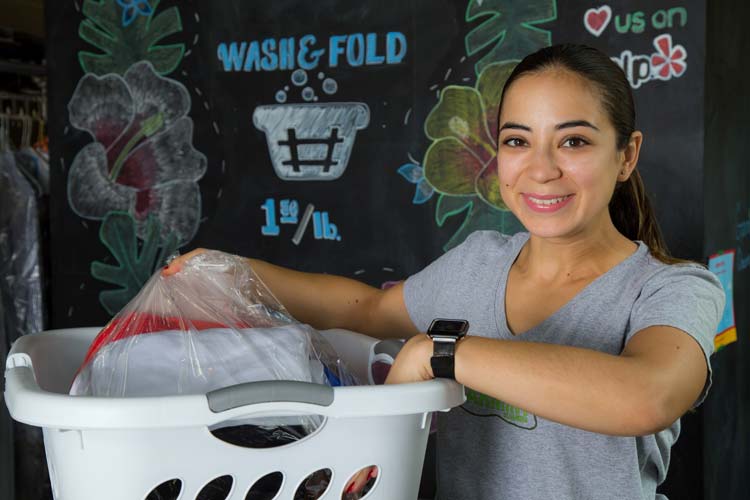 Worker With Finish Laundry